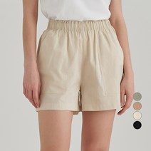 AFINAR 베이직 린넨라이크 코튼 밴딩 반바지