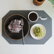 에이드엘 옥타곤 실리콘 테이블매트, 다크그레이, 가로 430mm x 세로 290mm