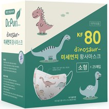 닥터퓨리 네오쉴드 황사마스크 공룡 캐릭터 소형 KF80, 1개, 25개입