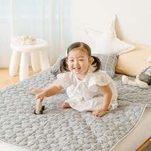 쉬즈홈 유아용 누비 순면 안심 방수패드, 심플라인 그레이, 1개