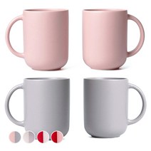 보울보울 레트로라인 핸들 머그컵 370ml x 4p 세트, 파우더핑크, 애쉬그레이, 1세트