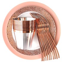 쓱싹 플라스틱 예쁜 일회용 피치로즈 파티세트 피치화이트접시 8p + 피치포크 8p + 피치로즈접시 8p + 핑크골드컵 8p + 컵 2p + 포크 2p, 1세트