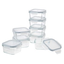 코멧 키친 유리 밀폐용기 세트(내열 400도), 8개, 450ml 정사각형 용기 8p
