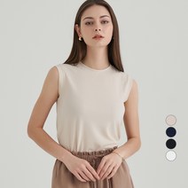 AFINAR 찰랑 레이온 민소매 라운드넥 티셔츠