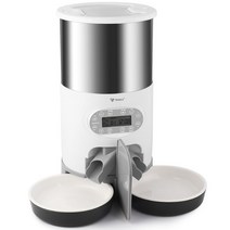 트래들 반려동물 자동 급식기 2구, 4.5L, 화이트