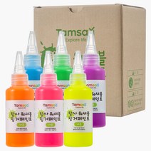 탐사 워셔블 핑거페인트 촉감 놀이용 유아물감 뾰족캡, 70ml, 네온, 6색