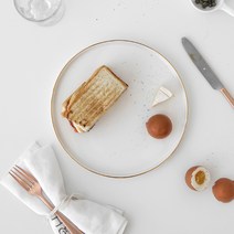 하우밍 리즈 골드화이트 원형접시 대, 화이트, 1개