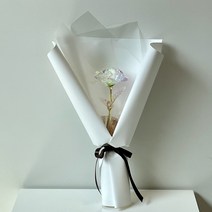 미다운플라워 조화 홀로그램 장미 미니 꽃다발 한송이, 스노우화이트