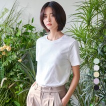 베이직하우스 여성용 기본 솔리드 반팔 티셔츠 LWTS0251