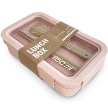 다소다 밀짚 도시락 직사각 850ml, 핑크, 1개