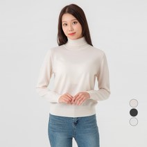 캐럿 여성용 100% 메리노울 터틀넥 스웨터