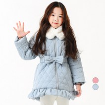 여아용 리본 벨트 롱 패딩 점퍼