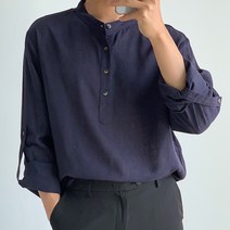 제이에이치스타일 남성용 뉴 린넨 롤업 긴팔 셔츠 TBCROK002