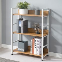 트레벨 블럭 철제 책장 선반 3단, 티크화이트
