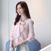 포플러앤씨 여성용 그레그 리본 블라우스