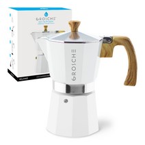 그로쉬 모카포트 에스프레소 커피 메이커 밀라노 6컵, 화이트, 1개