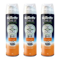 질레트 퓨전 프로글라이드 센서티브 2in1 액티브 스포츠 쉐이빙폼, 245ml, 245g, 3개
