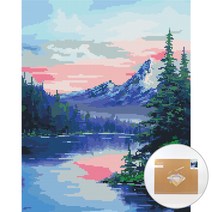 아트조이 DIY 보석 십자수 캔버스형 50 x 40 cm, 푸른 호수의 아침, 1세트