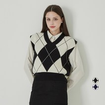 ELLE GIRL 소프트터치 오버핏 아가일패턴 베스트