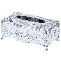 위드 엔틱각티슈 인테리어소품 집들이 결혼선물 휴지곽 럭셔리 티슈커버 케이스, 화이트+실버