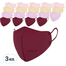 에어뮤즈 슬림핏 숨쉬기 편한 새부리형 마스크 L 4종 x 5p, 3세트, 블라썸핑크, 리얼라벤더, 스킨베이지, 까멜리아버건디
