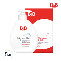비앤비 베이비 샴푸 & 바스, 5개, 200ml