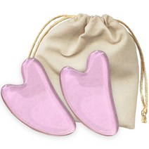 로즈블랑쉐 로즈쿼츠 마사지 괄사 스톤2P + 베이지파우치, 클리어핑크, 1세트