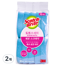 쓰리엠 스카치 브라이트 제로 스크래치 도트 수세미 블루, 10개입, 2개