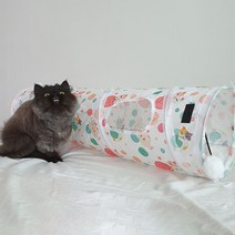 네꼬모리 고양이 코튼볼 터널   전용 파우치, 혼합색상, 1세트