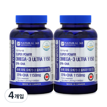내츄럴365 슈퍼파워 오메가3 울트라 1150 90캡슐, 4개입, 108.09g