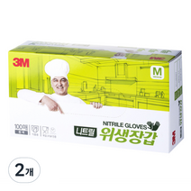 쓰리엠 니트릴 위생장갑 M, 화이트, 중(M), 2개