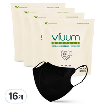 비움 곰하늘날다 에코플러스 보건용 마스크 대형 KF94, 25개입, 16개, 블랙