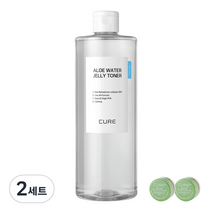 김정문알로에 큐어 알로에 워터 젤리 토너 500ml + 미니 2X 크림 3.5g x 2p 세트, 2세트
