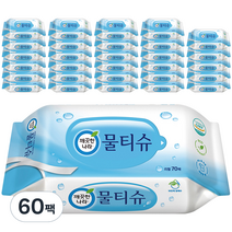 깨끗한나라 페퍼민트 물티슈 리필형, 70매, 60팩
