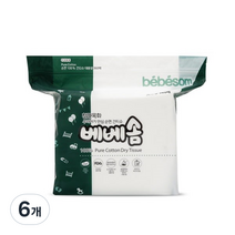 베베솜 순면 유아건티슈 리필형, 360개입, 6개