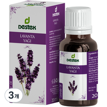 Destek 아로마 라벤더 100% 에센셜 오일 원액, 20ml, 3개