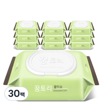 꿈토리 뉴 가득찬챔프 엠보싱 유아물티슈 캡형, 100매, 30팩