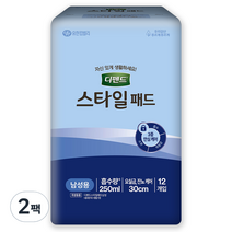 디펜드 스타일 남성용 패드, FREE(250ml), 12개입, 2개