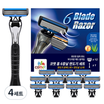코멧 홈 6중날 면도기 세트 면도기 본체 1개 + 면도날 12개, 4세트