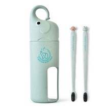 마켓A 휴대용 코끼리 양치컵 세트 그린, 1세트