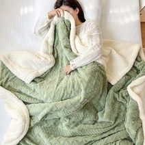 메이크포 M사이즈 극세사 양털 캠핑 소파 무릎 담요, 1개, 그린