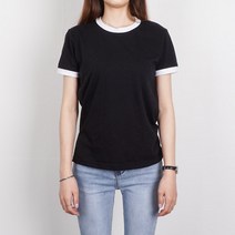 여성용 라인 반팔 라운드 티