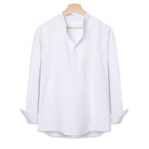 남성용 옥스포드 헨리넥 긴팔 셔츠