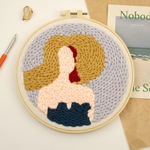 아트조이 DIY 펀치 니들 자수 + 4단 바늘 세트, 1세트, 모자를 쓴 여인