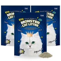 [peterkhanun] 푸르미 고양이 몬스터 캣리터 벤토 나이트 모래 베이비파우더, 8L, 3개