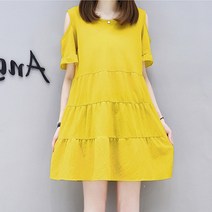 오프숄더 날개 프릴 캉캉 캐주얼 오버핏 임산부 원피스