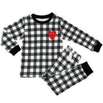 메이키즈 아동용 체크 하트포인트 20수후라이스 상하의 세트