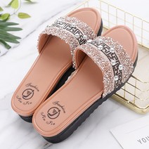 뮤베아 여성용 핏아우터 큐빅 통굽 슬리퍼 WS296