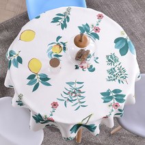 알럽홈 방수 패브릭 라운드 식탁보 유자, 혼합색상, 90cm