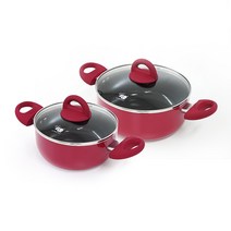 ELO 스칼렛 인덕션 세라믹 2종 냄비세트, 레드, 양수 18cm + 양수 22cm